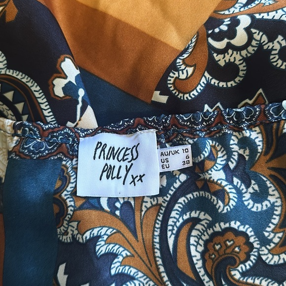 Princess Polly "Jenna" Bandana Patchwork Halter Cutout Satin Mini Dress Size 6 - Picture 13 of 14